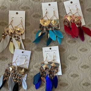 Beautiful feather tassel earrings